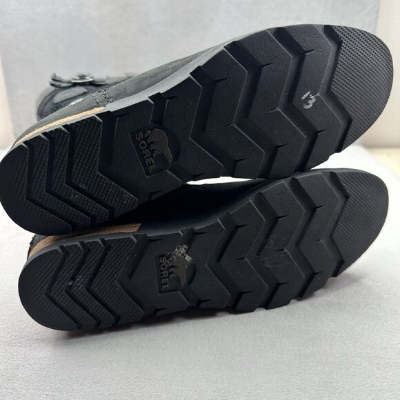 Sorel Major Womens Size 8 Pull-On Boots Black Suede Leather Perforated Buckle - Picture 6 of 7